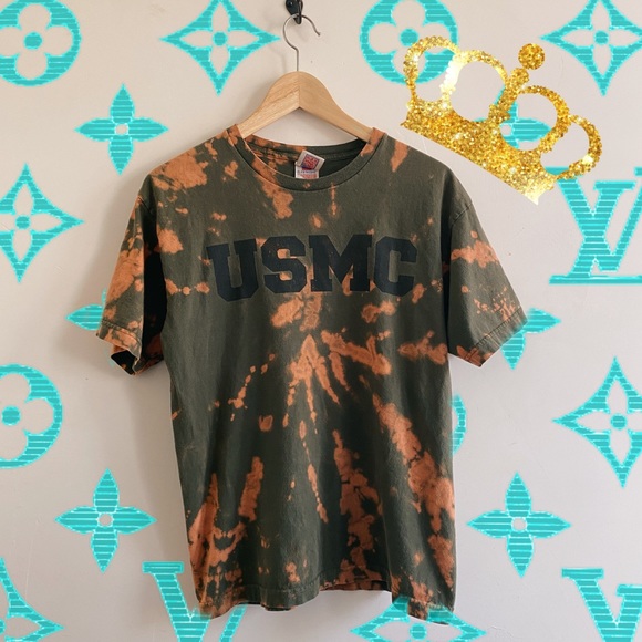 Vintage Tops - Vintage USMC tie dye shirt custom marines comfy